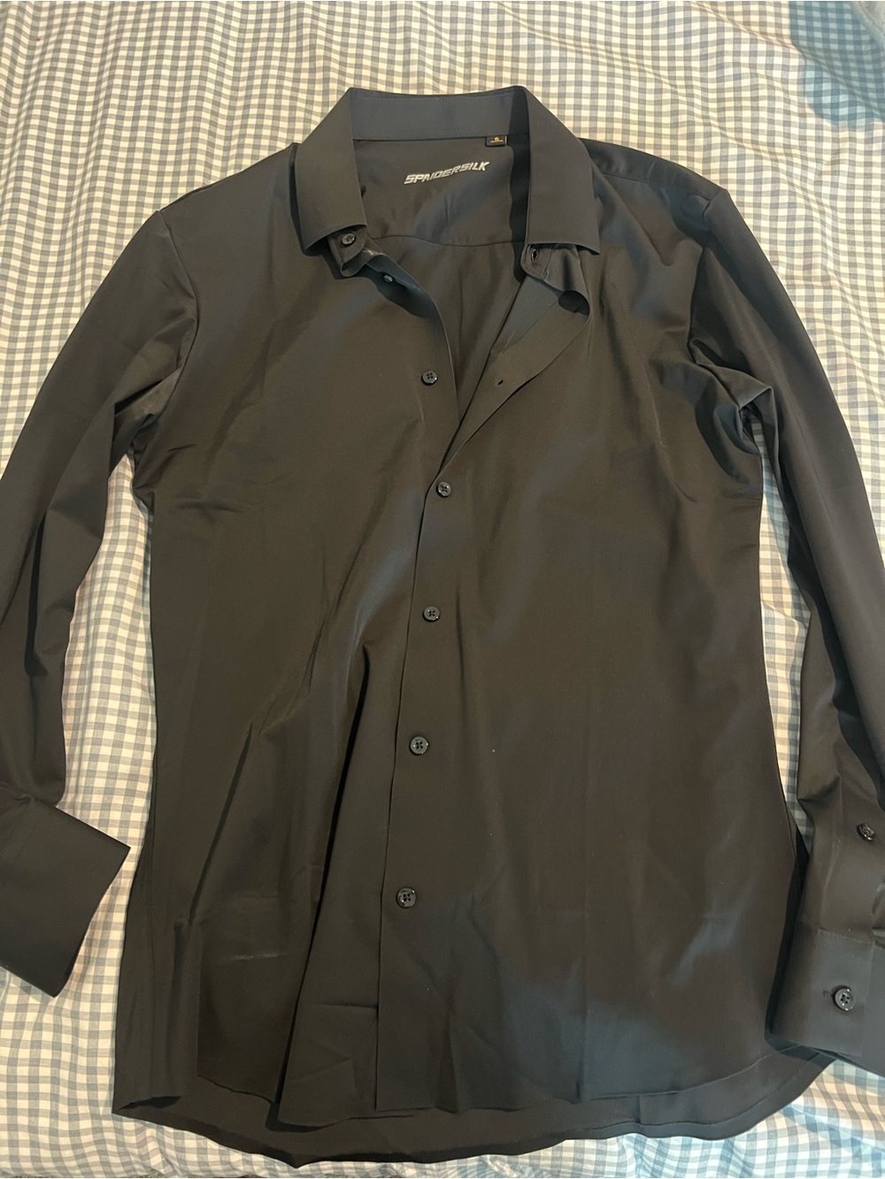 Men’s Athletic material black dress shirt
